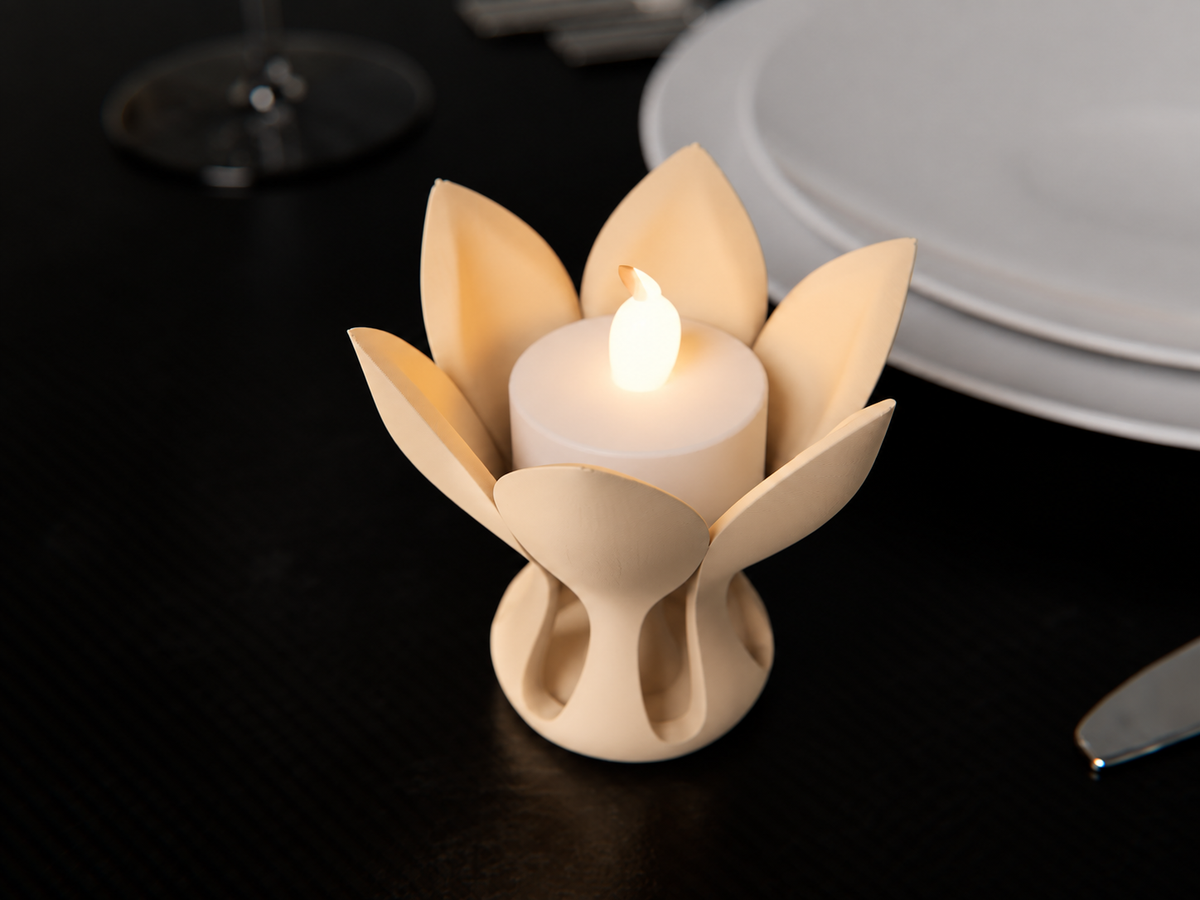 Kwiatowy Świecznik 3D na Świecę LED – Dekoracyjny Kwiat