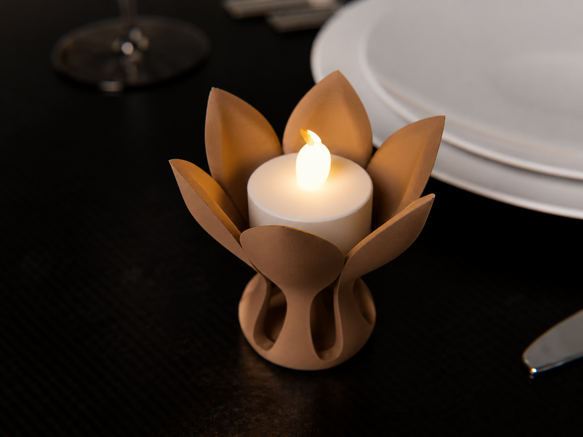 Kwiatowy Świecznik 3D na Świecę LED – Dekoracyjny Kwiat