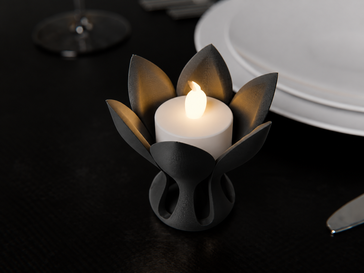 Kwiatowy Świecznik 3D na Świecę LED – Dekoracyjny Kwiat