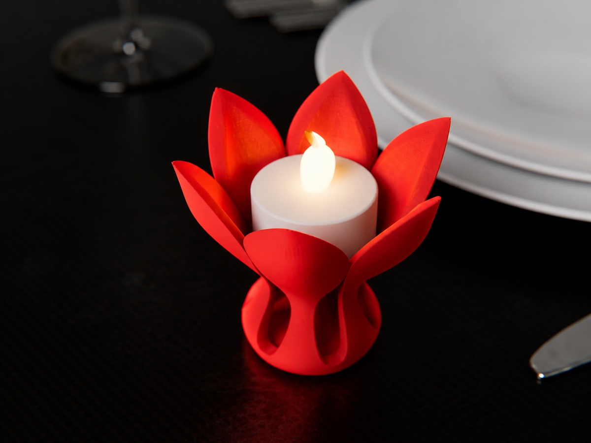 Kwiatowy Świecznik 3D na Świecę LED – Dekoracyjny Kwiat