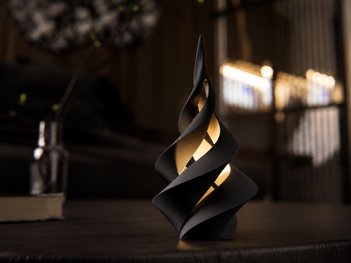 Spiralny Płomień – Dekoracyjna Figurka LED 3D | Nowoczesna Ozdoba