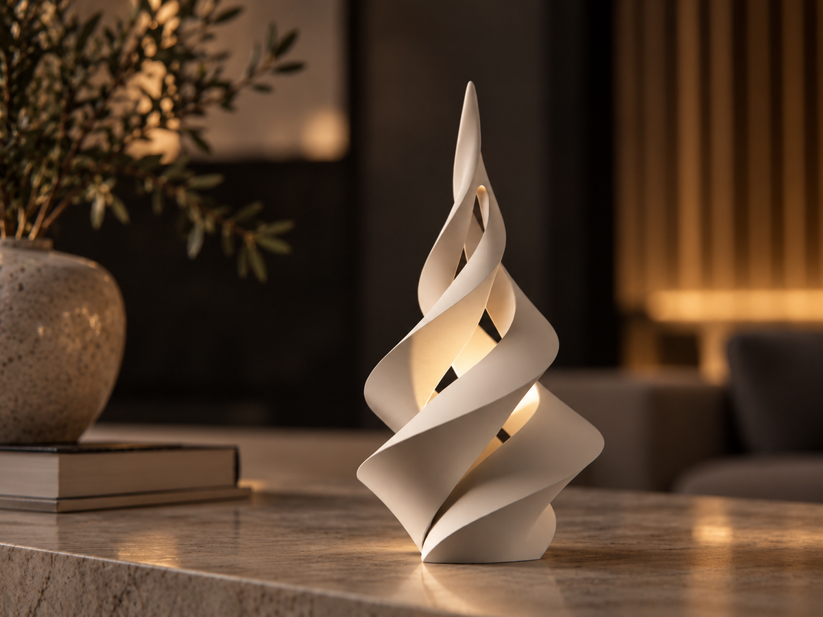 Spiralny Płomień – Dekoracyjna Figurka LED 3D | Nowoczesna Ozdoba