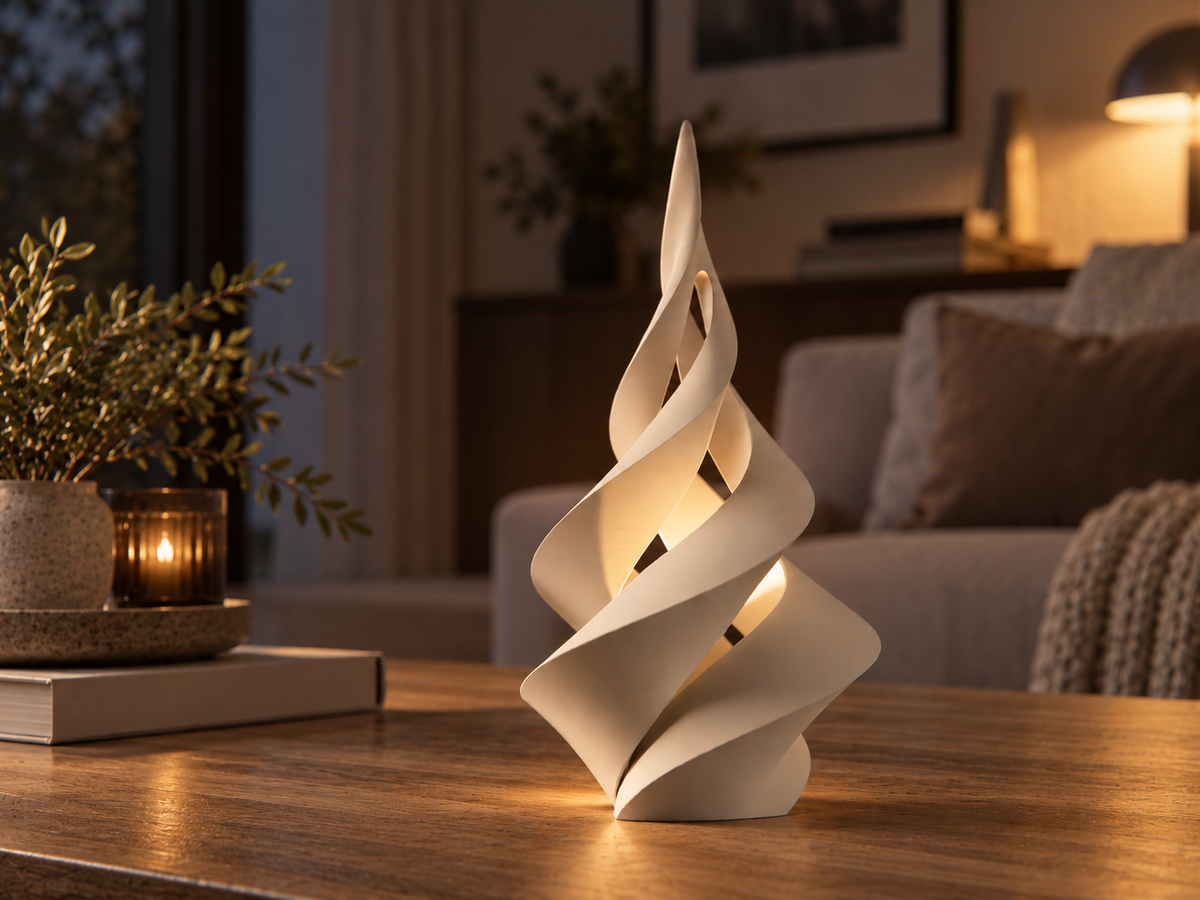 Spiralny Płomień – Dekoracyjna Figurka LED 3D | Nowoczesna Ozdoba