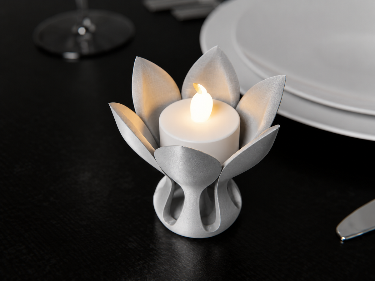 Kwiatowy Świecznik 3D na Świecę LED – Dekoracyjny Kwiat