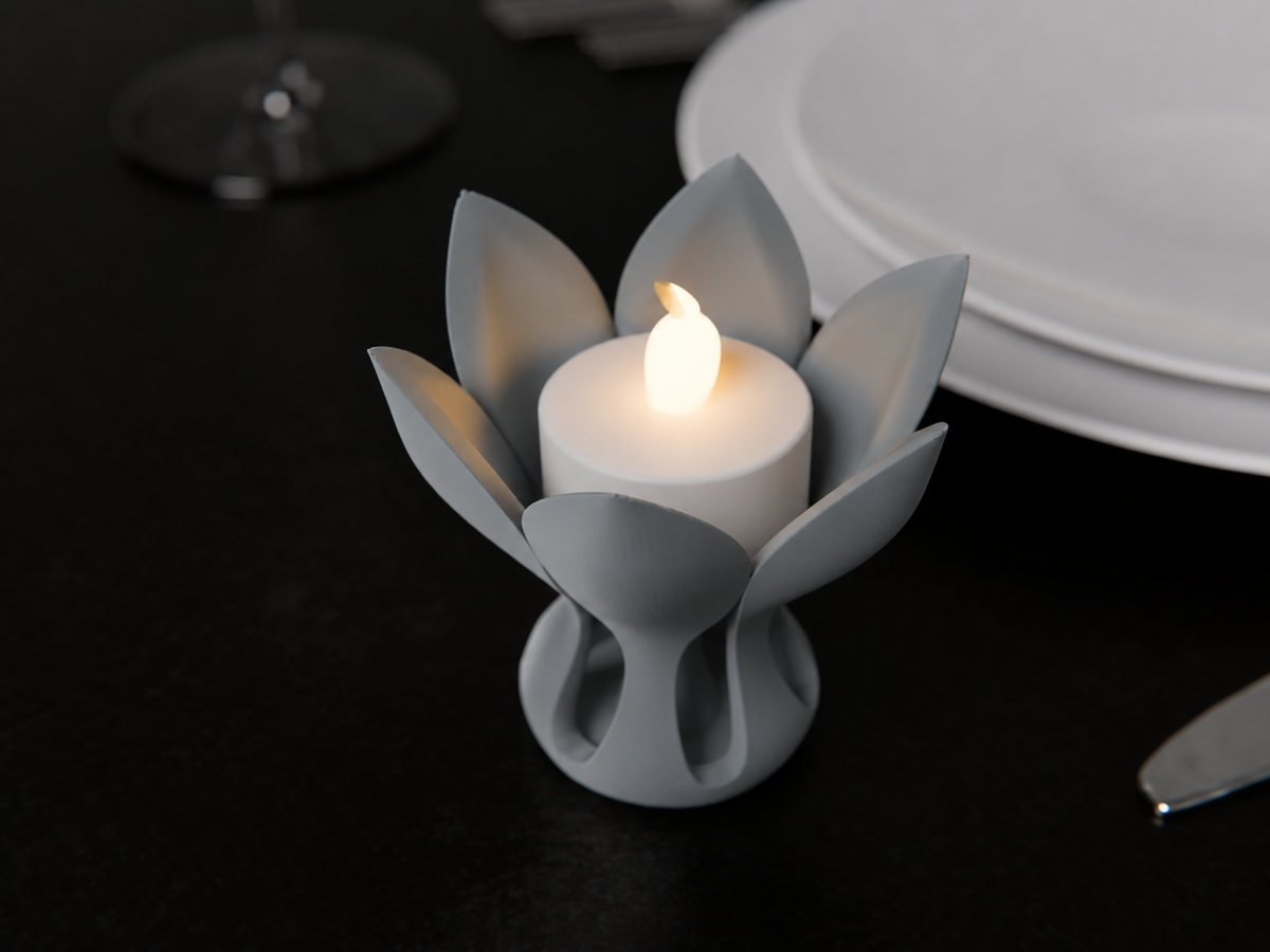 Kwiatowy Świecznik 3D na Świecę LED – Dekoracyjny Kwiat