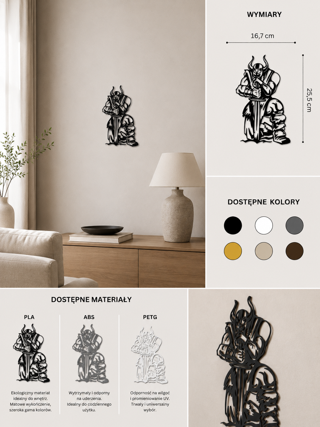 Ozdoba na ścianę Wallart – Wojownik Wiking