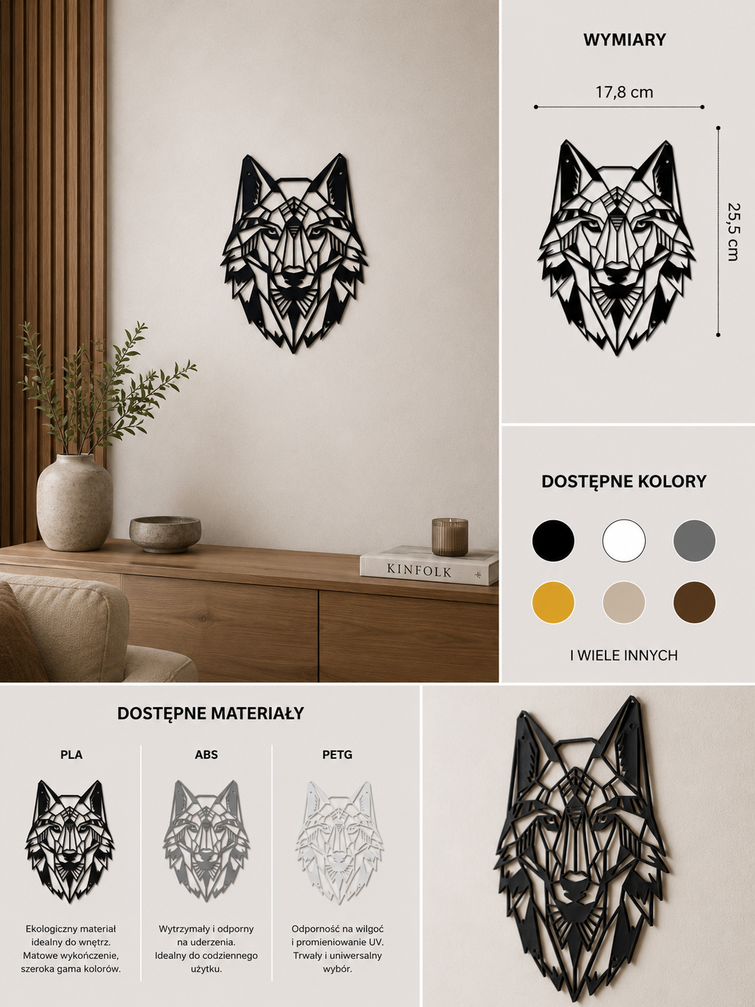Ozdoba na ścianę Wallart – Ażurowy Wilk